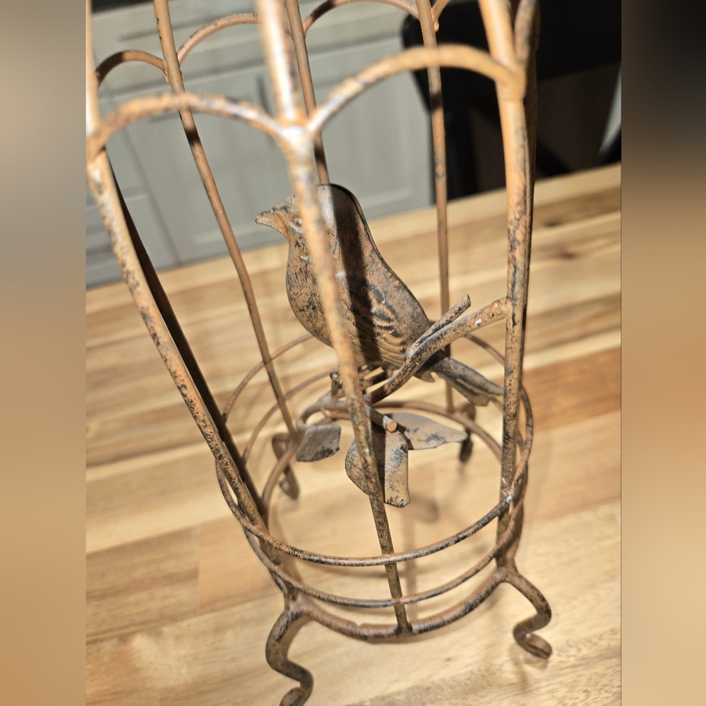 Distressed "Rusted" Birdcage Candle Holder Farmhouse Chic Cottage Core Eclectic - Picture 6 of 8
